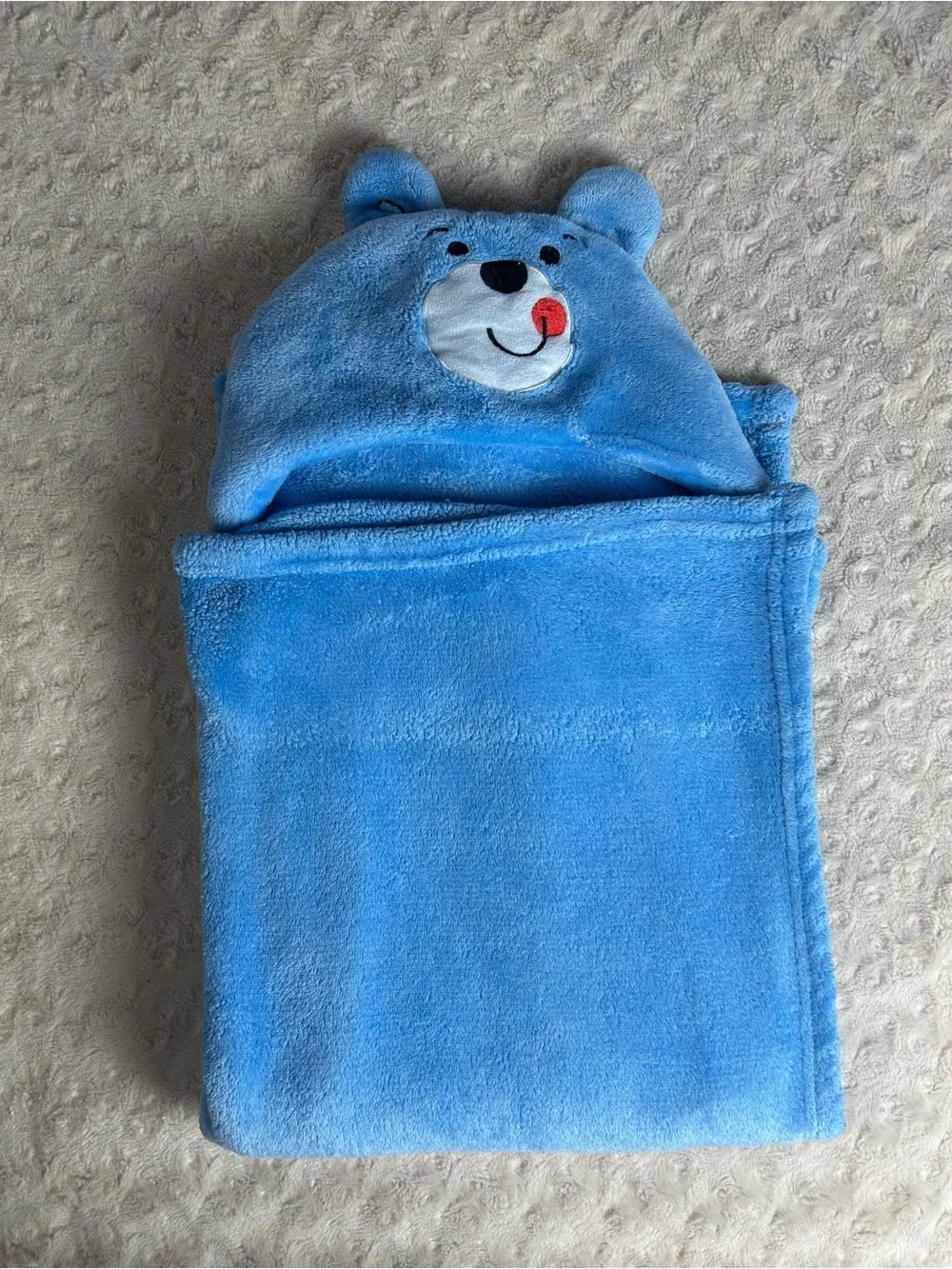 Just to You Blue Hooded Teddy Bear Baby Toddler Blanket Red White Black